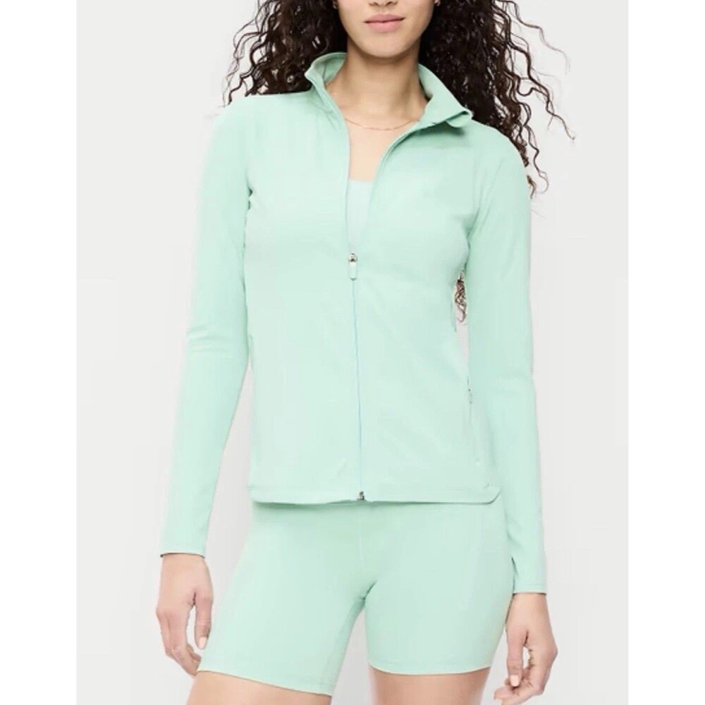 Old Navy Jacket Athletic Green Studio Smooth Full Zip Cozy Athletic Medium NWT